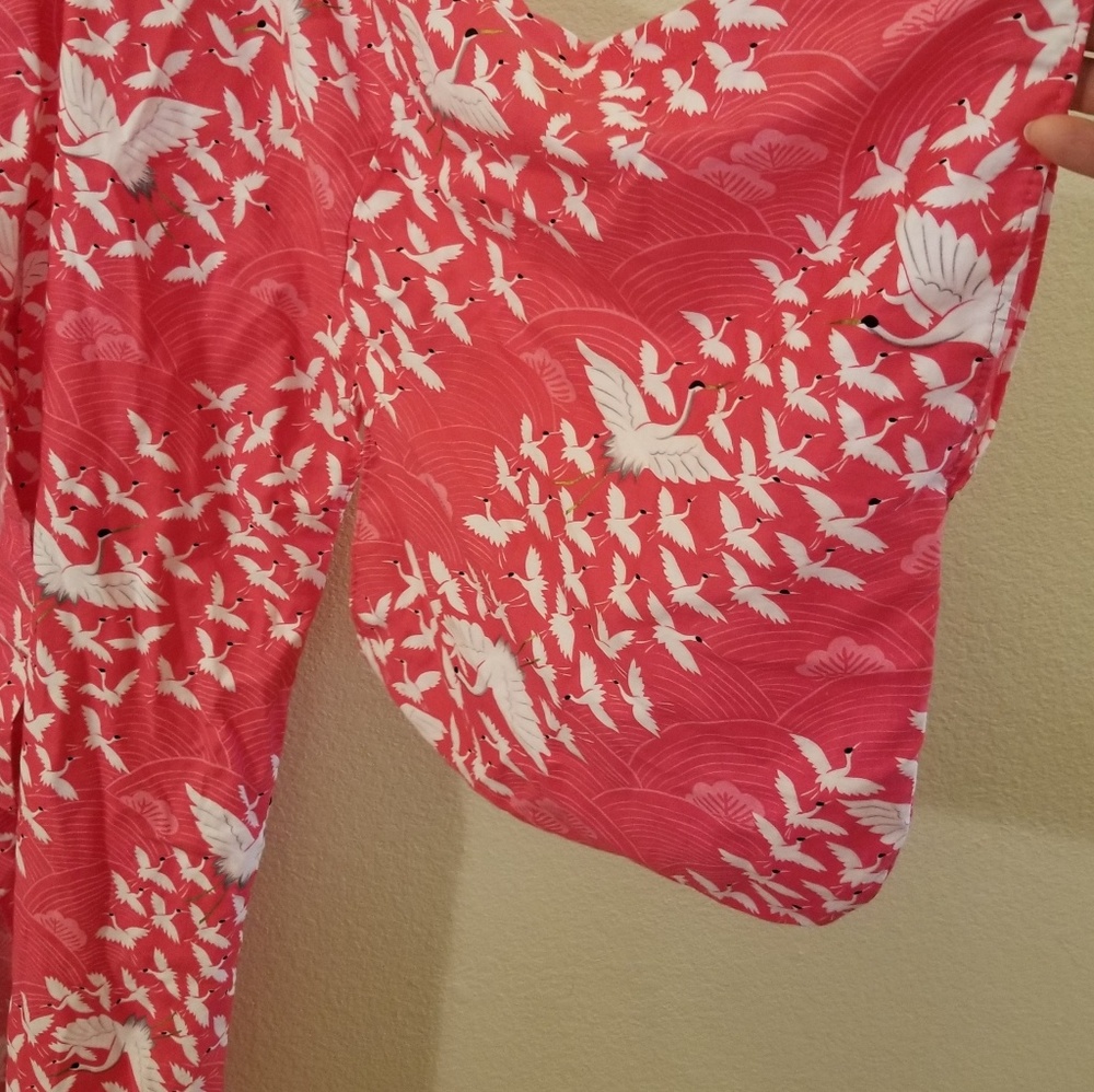 Japanese Hayashi Kimono white cranes on Pink - Picture 6 of 9